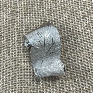 Vintage Signed Kramer Scroll Matte silver tone finish brooch estate jewelry